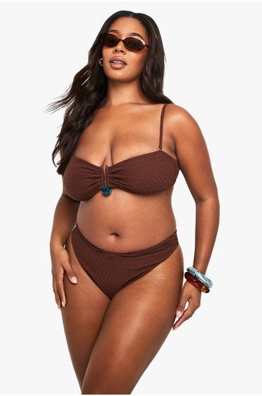 Plus Crinkle High Waist Brief - chocolate