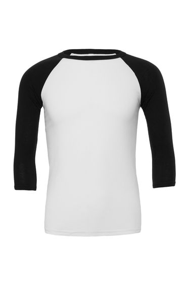 Canvas Mens 3/4 Sleeve Baseball T-Shirt - White/Black