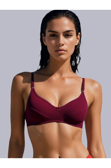 Maroon Non-Padded Non Wired Cotton Blend T-Shirt Bra