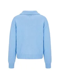Wardrobe Essentials Baby Blue Wool Basic Wide Fit Special Yarn Knitwear Sweater - 2