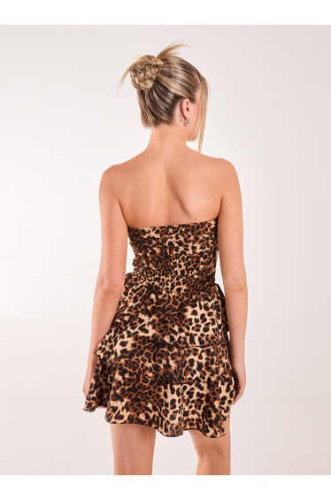 Leopard Print Ruffle Bandeau Dress product thumbnail 4
