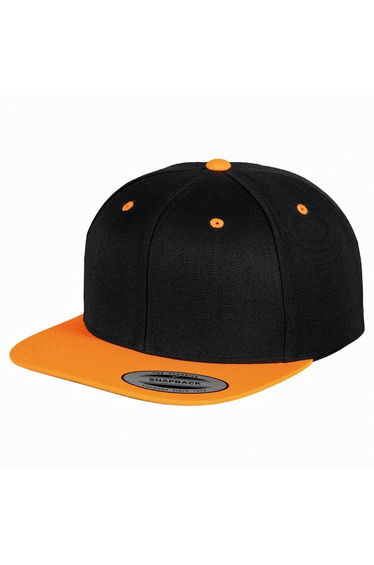 Yupoong Mens The Classic Premium Snapback 2-Tone Cap (Pack of 2) - Black/Neon Orange