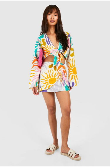Bright Ruched Mini Skirt