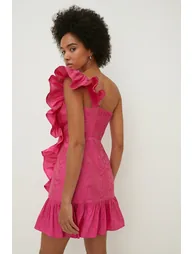 Petite One Shoulder Ruffle Taffeta Dress - 2