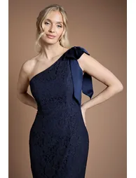 One Shoulder Bow Detail Lace  Dress - 3