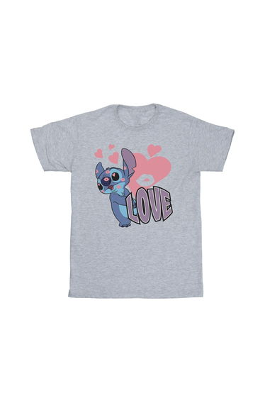 Lilo & Stitch Boys Love Hearts T-Shirt - Sport Grey
