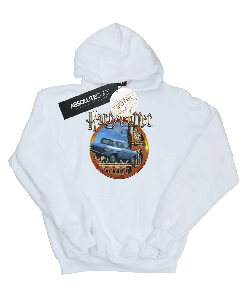 Harry Potter Girls Flying Car Hoodie - White - 1