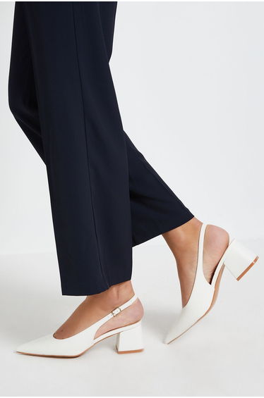 Patricia Faux Leather Slingback Medium Block Heel Court Shoes