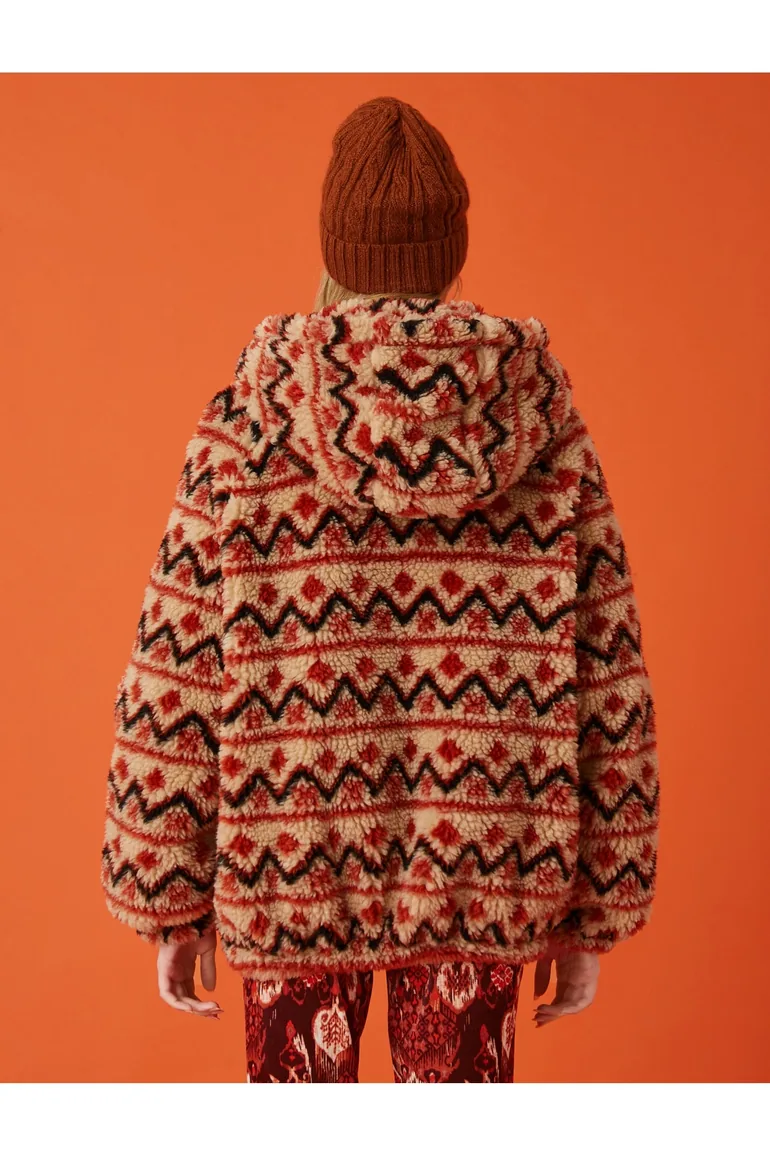 Aslıhan Malbora X - Plush Jacket with a Hooded Pocket. - 3