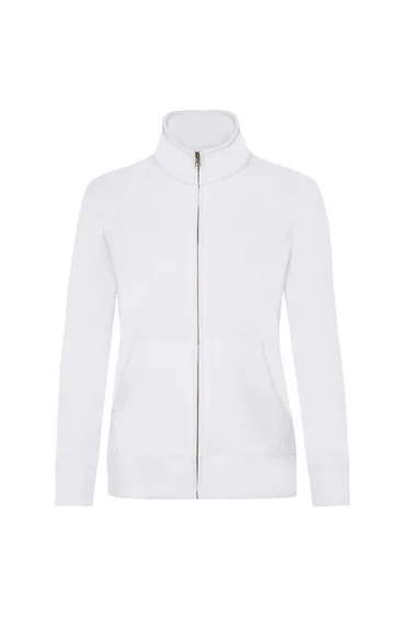 Fruit Of The Loom Ladies/Womens Lady-Fit Fleece Sweatshirt Jacket - White