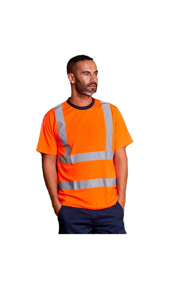 PRORTX Mens Hi-Vis T-Shirt - Orange/Navy