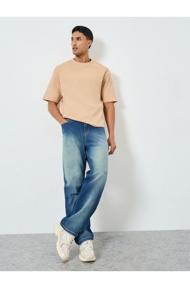 Men Blue Loose Fit Faded Jeans
