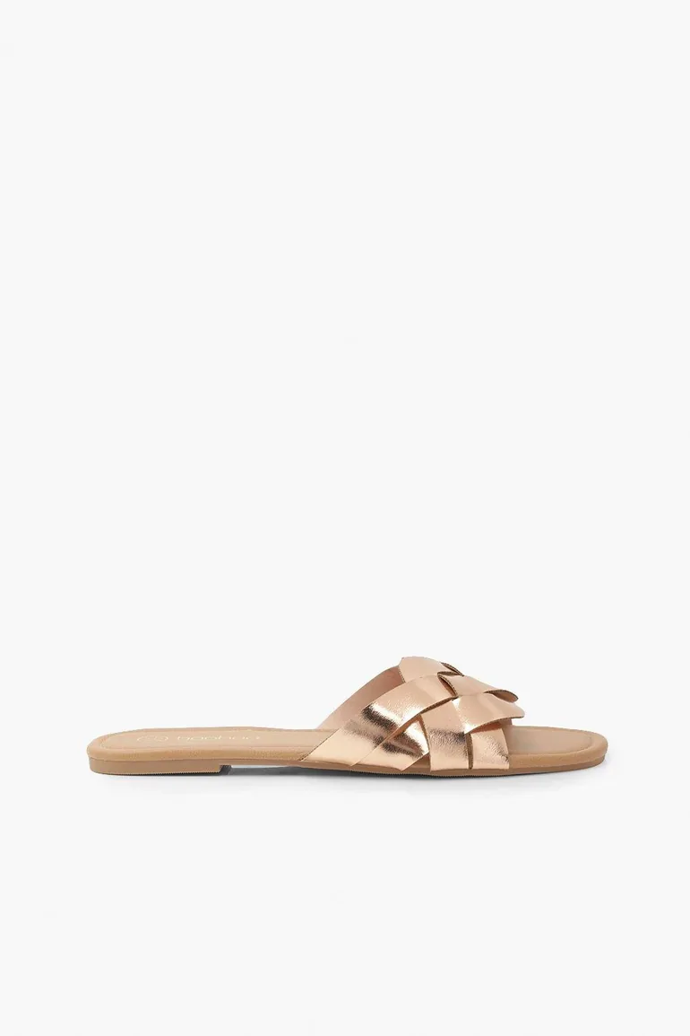 Wide Fit Woven Strap Sliders - rose gold - 1