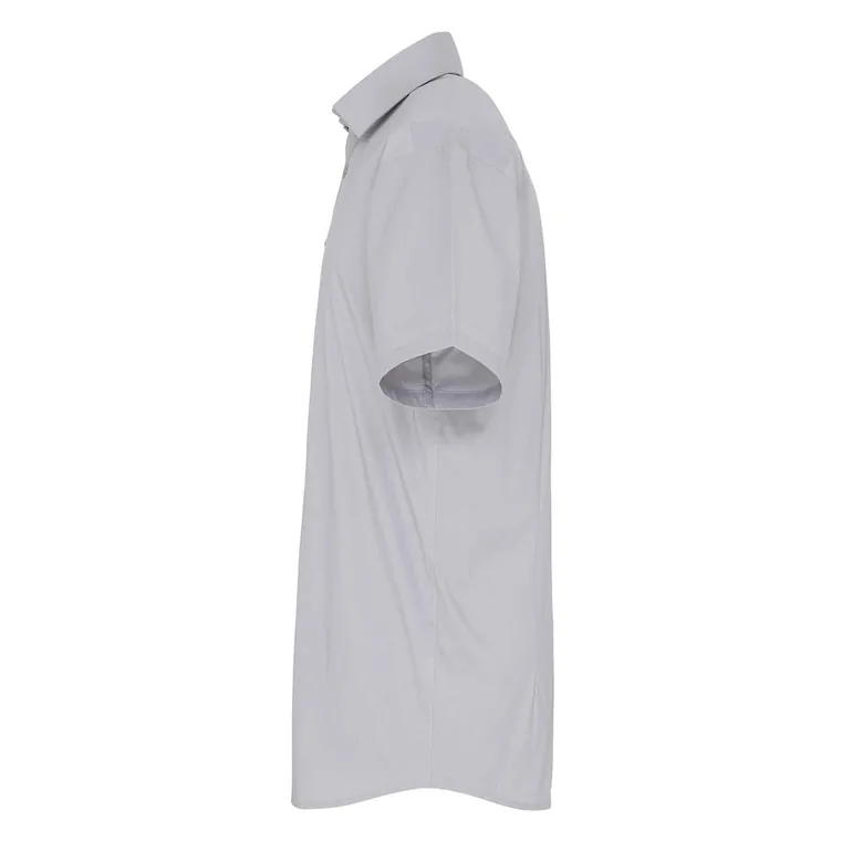 Premier Mens Stretch Fit Poplin Short Sleeve Shirt - Silver - 2