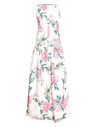 فستان ماكسي بخصر منسدل بأزرار بطبعة أزهار - كريمي - 4