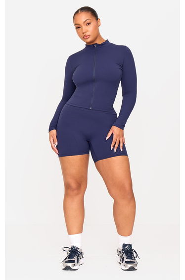 Navy Sculpt High Waist Gym Shorts