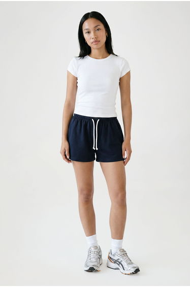 Loose Fit Contrast Drawcord Sweat Short - navy