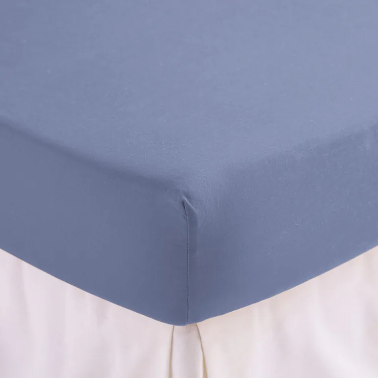 شرشف سرير قطن مغسول سادة بحواف مطاطية ارتفاع 30 سم  - 6