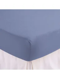 شرشف سرير قطن مغسول سادة بحواف مطاطية ارتفاع 30 سم  - 6