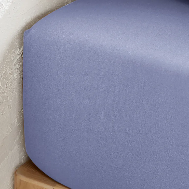 شرشف سرير قطن مغسول سادة بحواف مطاطية ارتفاع 30 سم  - 4