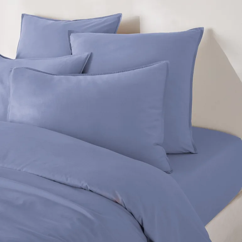 شرشف سرير قطن مغسول سادة بحواف مطاطية ارتفاع 30 سم  - 5