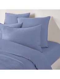 شرشف سرير قطن مغسول سادة بحواف مطاطية ارتفاع 30 سم  - 5