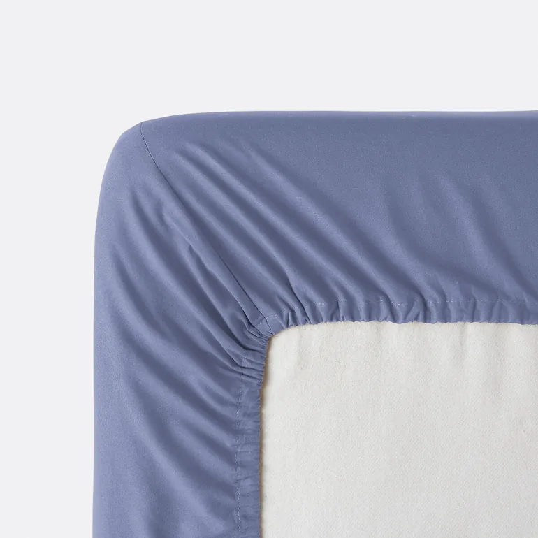 شرشف سرير قطن مغسول سادة بحواف مطاطية ارتفاع 30 سم  - 7