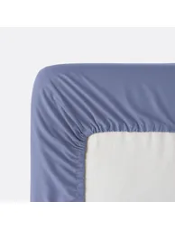 شرشف سرير قطن مغسول سادة بحواف مطاطية ارتفاع 30 سم  - 7