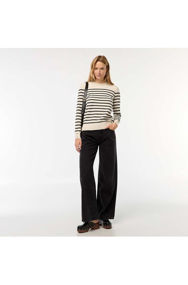 Round neck lightweight knitted sweater BEIGE