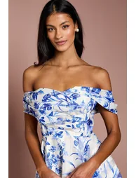 Petite Stripe Organza Pleated Top Midi Dress - 3