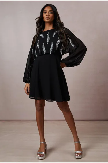 Occasion Embellished Batwing Mini Dress