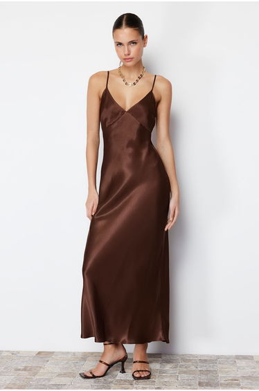 Brown Strappy Woven Dress