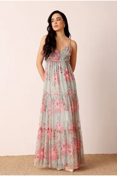 Nemy Maxi Dress in Mint Floral