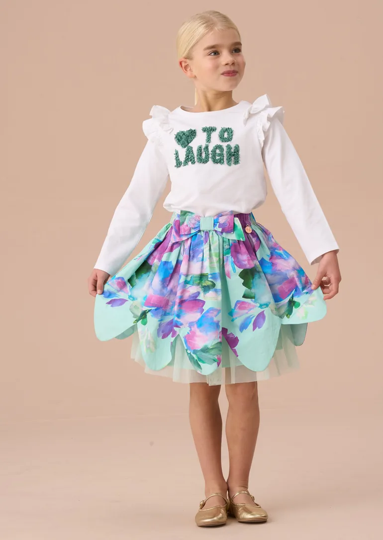 Darcy Mint Petal Print Skirt - 1