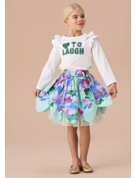 Darcy Mint Petal Print Skirt - 1