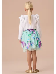 Darcy Mint Petal Print Skirt - 2