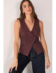 Asymmetric Button Waistcoat - 1