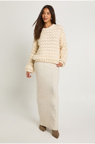 Chunky Knit Oversized Knitted Jumper - cream