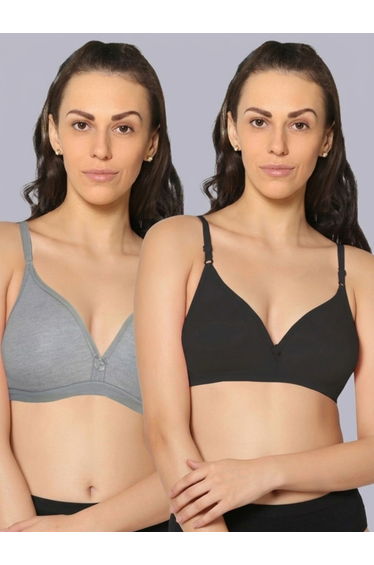 Pack of 2 - Non-Padded Non Wired Cotton Blend T-Shirt Bra