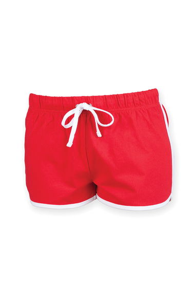 Skinni Fit Womens/Ladies Retro Training / Fitness Sports Shorts - Red/White