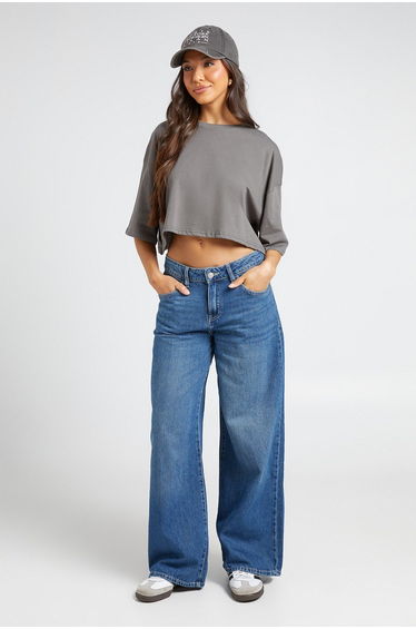 Basic Boxy Cropped T-Shirt - charcoal