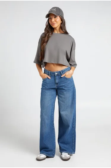 Basic Boxy Cropped T-Shirt - charcoal
