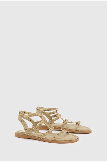 Luca Faux Suede Studded Gladiator Flat Sandals