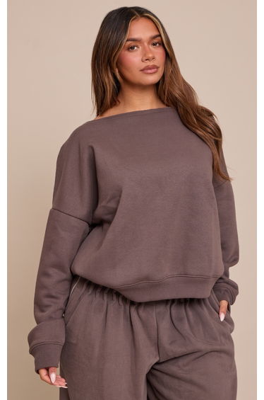 Shape Charcoal Grey Sweat Raw Edge Slouch Sweatshirt