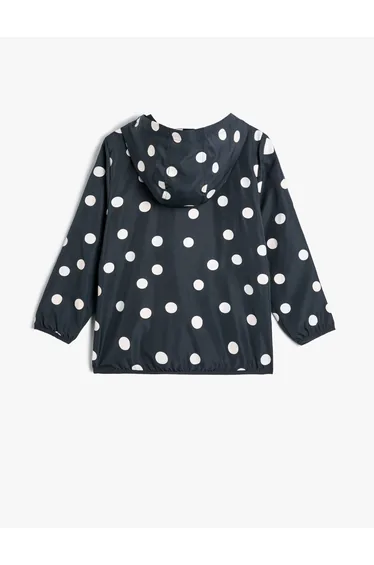 Polka Dot Hooded Coat with Pocket Detail, Cotton Lined that Changes Color in Water