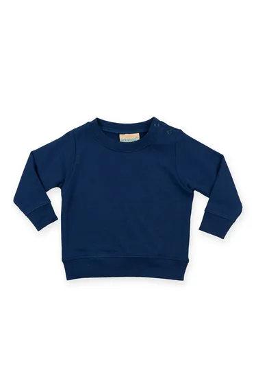Larkwood Baby Unisex Crew Neck Sweatshirt With Shoulder Poppers - Navy