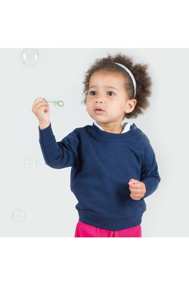 Larkwood Baby Unisex Crew Neck Sweatshirt With Shoulder Poppers - Navy