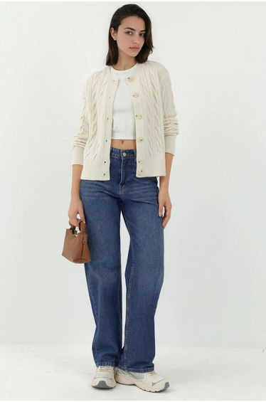 Hair Braid Buttoned Cardigan