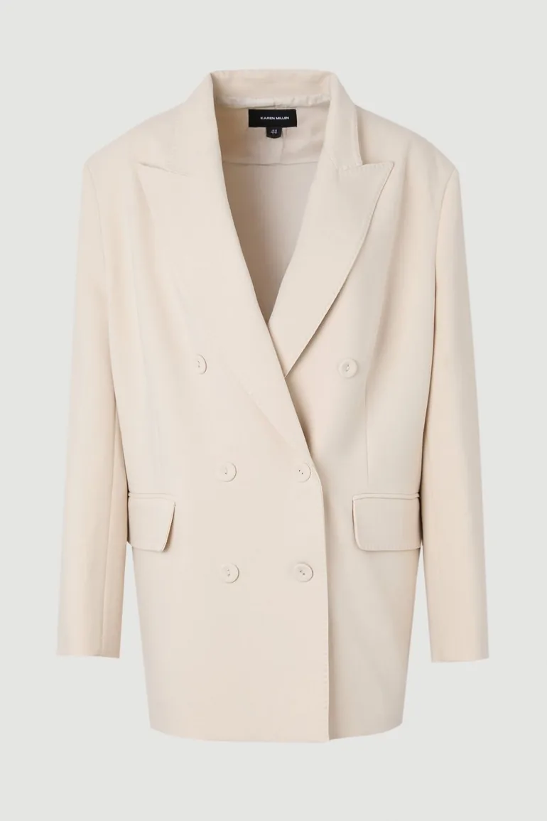Tailored Double Breasted Ruched Sleeve Blazer - 3