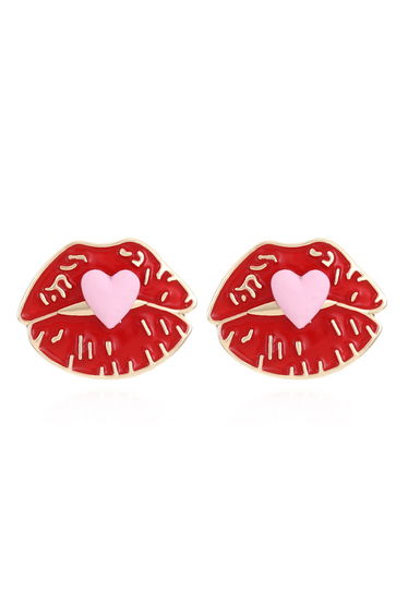 Flaming Lip Heart Earrings in Light Pink